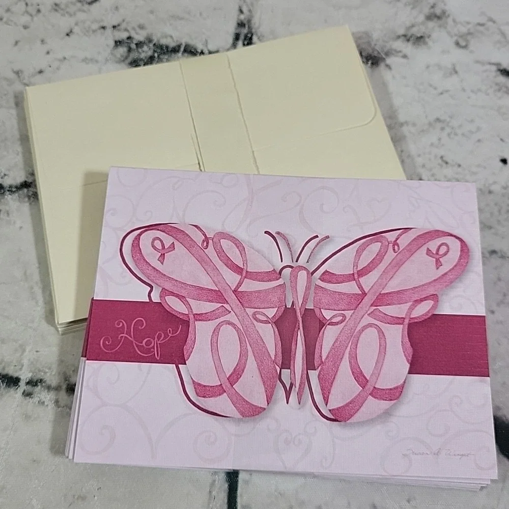 Lang Notecards Susan Winget Butterfly Pink Ribbon Hope Box Of 13 With Envelopes